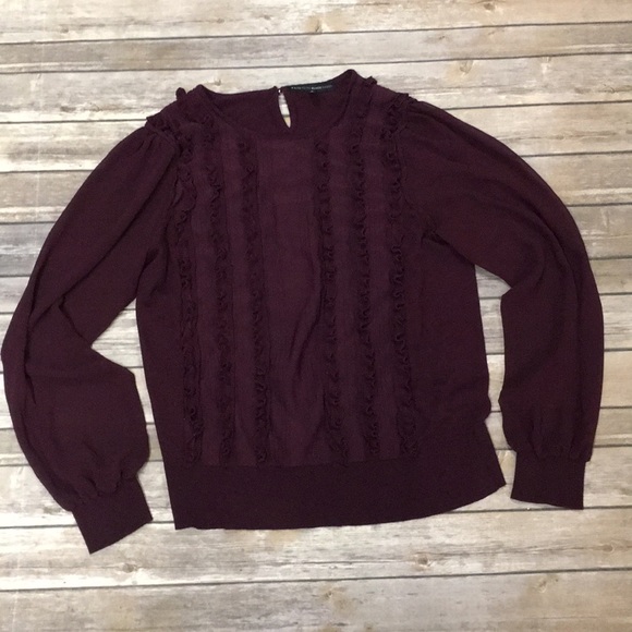 White House Black Market Sweaters - Maroon ruffle sweater